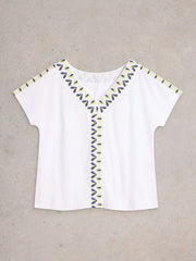 White Stuff Neva Embroidered Top White MLT