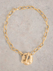 White Stuff Abstract Necklace Gold Tone Metallic