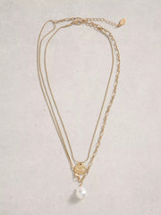 White Stuff Pearl Pendant Layered Necklace