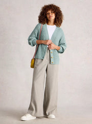 White Stuff Sally Slub Cardigan Dus Green