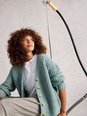 White Stuff Sally Slub Cardigan Dus Green