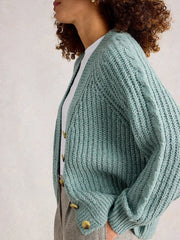 White Stuff Sally Slub Cardigan Dus Green
