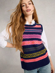 White Stuff Lottie Fairisle Tank Top Navy MLT