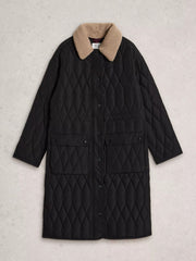 White Stuff Nolan Quilted Coat Pure Black