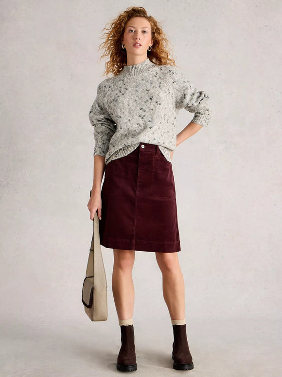 White Stuff Tia Cord Skirt Dark Plum