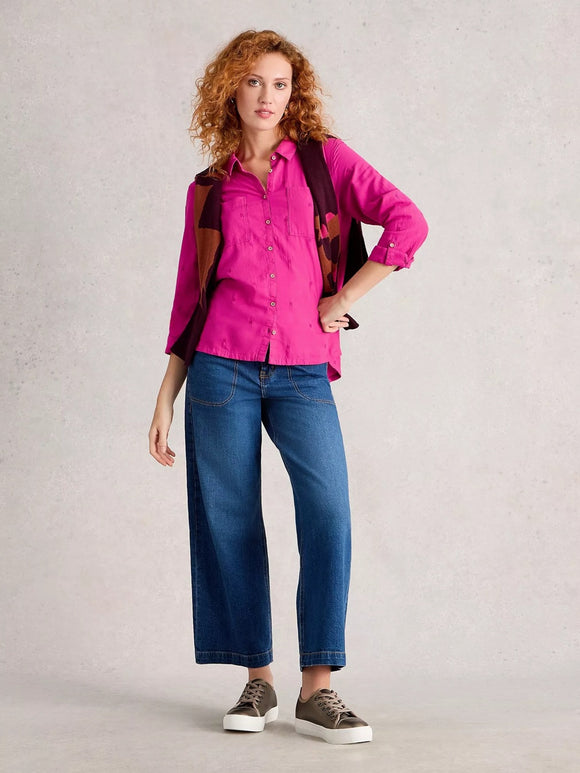 White Stuff Sophie Organic Cotton Shirt Bright Pink