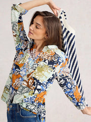 White Stuff Sophie Organic Cotton Shirt Orange MLT