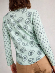 White Stuff Annie Jersey Shirt Green Print