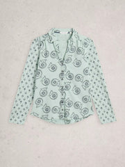 White Stuff Annie Jersey Shirt Green Print