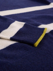 White Stufg Kitty Stripe Cashmere Jumper Navy Multi