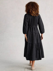 White Stuff Gina Midi Dress Black MLT