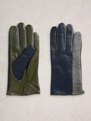 White Stuff Layla Leather Glove Navy Multi