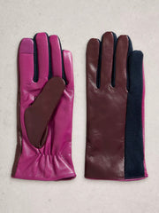 White Stuff Layla Leather Glove Plum MLT