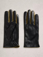 White Stuff Carrie Leather Gloves Pure Black