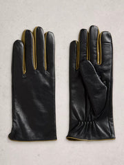 White Stuff Carrie Leather Gloves Pure Black