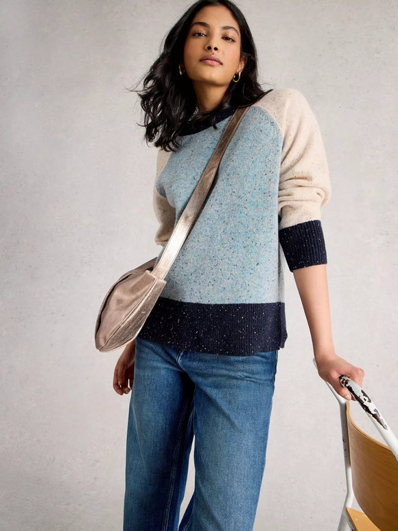 White Stuff Colourblock NEP Jumper Blue MLT