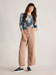 White Stuff Jodie Printed Foil Jumper Navy Print