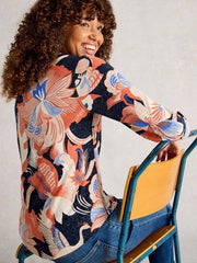 White Stuff Annie Print Sparkle Shirt Navy Print