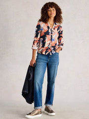 White Stuff Annie Print Sparkle Shirt Navy Print