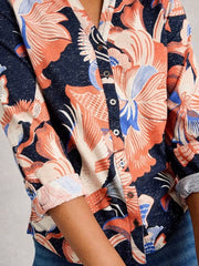 White Stuff Annie Print Sparkle Shirt Navy Print