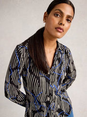 White Stuff Annie Jersey Shirt Black Print