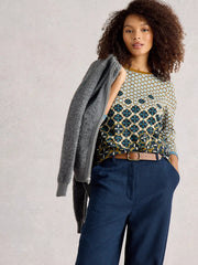 White Stuff Clara Long Sleeve Tee Chart Print