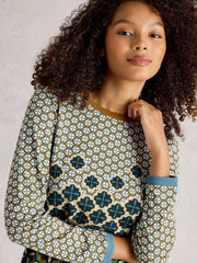 White Stuff Clara Long Sleeve Tee Chart Print