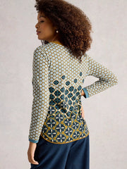 White Stuff Clara Long Sleeve Tee Chart Print