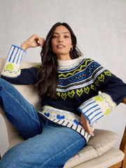 White Stuff Harriet Fairisle Jumper Navy Multi