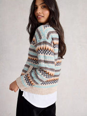 White Stuff Georgina Fairisle Cardigan Nat MLT