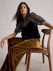 White Stuff Lexi Velvet Top Pure Black