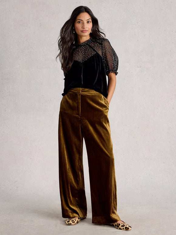 White Stuff Lexi Velvet Top Pure Black