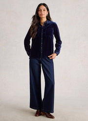 White Stuff Sophie Velvet Shirt Dark Navy
