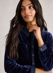 White Stuff Sophie Velvet Shirt Dark Navy