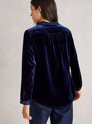 White Stuff Sophie Velvet Shirt Dark Navy