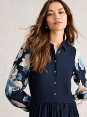 White Stuff Claire Shirt Dress Navy Print
