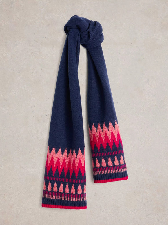 White Stuff Fairisle Knit Scarf Navy MLT