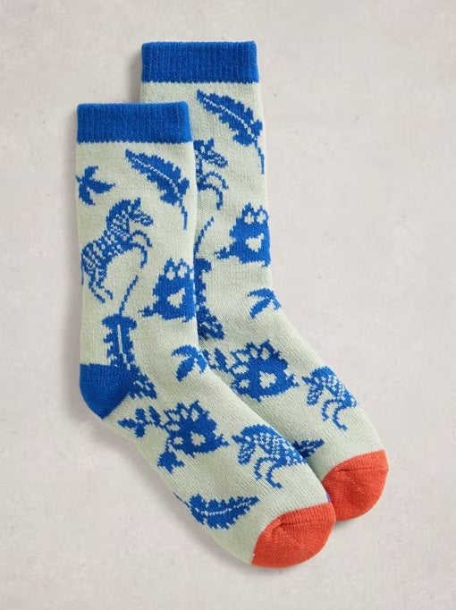 White Stuff Zebra Cabin Sock Light Green/Blue