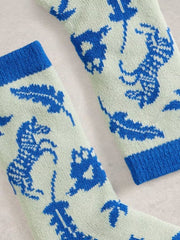 White Stuff Zebra Cabin Sock Light Green/Blue