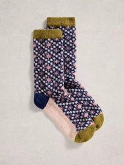 White Stuff Cosy Women's Socks Navy Multi