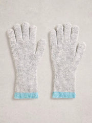 White Stuff Colourblock Knit Gloves Blue MLT