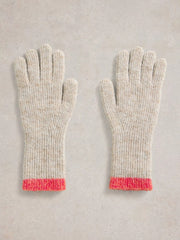 White Stuff Colourblock Knit Gloves Nat MLT
