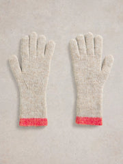 White Stuff Colourblock Knit Gloves Nat MLT