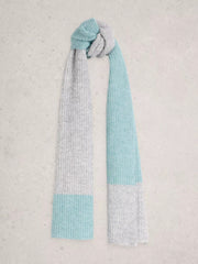 White Stuff Colourblock Knit Scarf Blue MLT