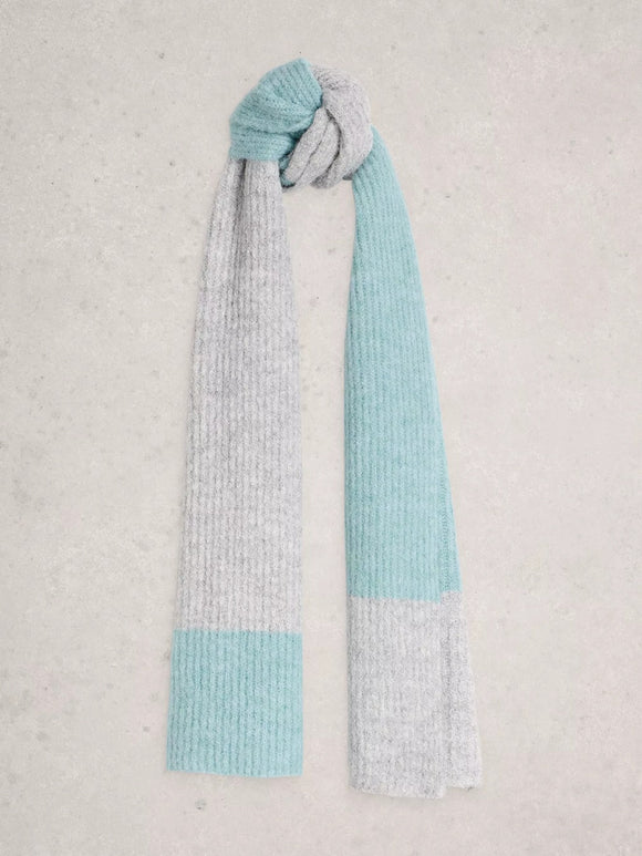 White Stuff Colourblock Knit Scarf Blue MLT