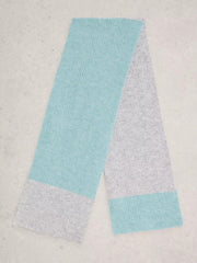 White Stuff Colourblock Knit Scarf Blue MLT