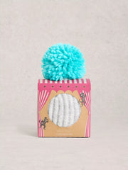 White Stuff Pom Beanie In A Box Mid Blue