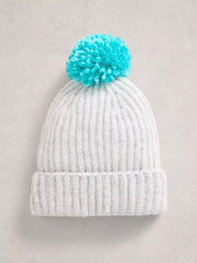 White Stuff Pom Beanie In A Box Mid Blue