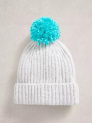 White Stuff Pom Beanie In A Box Mid Blue