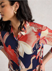 White Stuff Rua Jersey Shirt Dress Red MLT